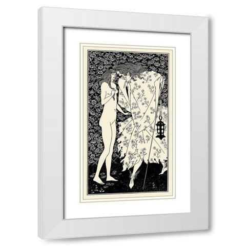 Yellow Book 1895 Vol.4 - Mysterious Rose Garden White Modern Wood Framed Art Print with Double Matting by Beardsley, Aubrey