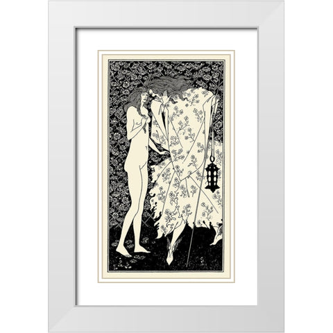 Yellow Book 1895 Vol.4 - Mysterious Rose Garden White Modern Wood Framed Art Print with Double Matting by Beardsley, Aubrey