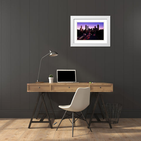 Night Skyline of Atlanta-Georgia I White Modern Wood Framed Art Print with Double Matting by Highsmith, Carol
