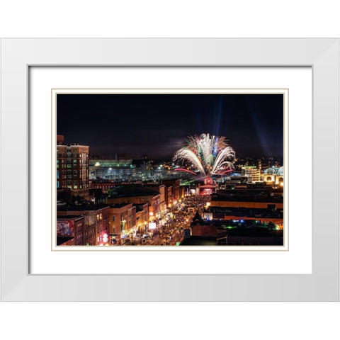 Broadway Nashville Tennessee White Modern Wood Framed Art Print with Double Matting by Tennessee Picture Archive