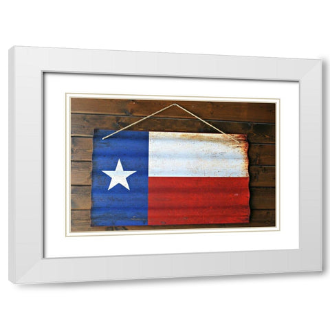 Texas State Flag White Modern Wood Framed Art Print with Double Matting by Texas Picture Archive