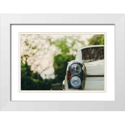Classic Car Headlight White Modern Wood Framed Art Print with Double Matting by Vintage Photo Archive