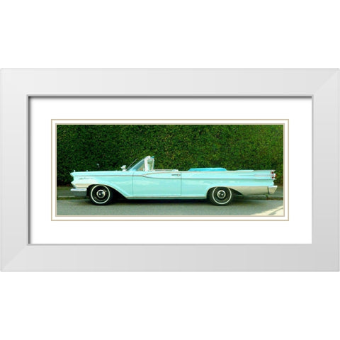 Classic Green Car White Modern Wood Framed Art Print with Double Matting by Vintage Photo Archive
