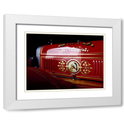 Classic Red Fire Truck White Modern Wood Framed Art Print with Double Matting by Vintage Photo Archive