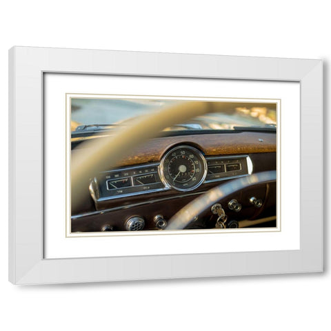Classic Wooden Dashboard White Modern Wood Framed Art Print with Double Matting by Vintage Photo Archive
