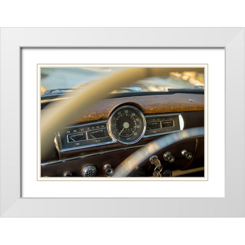 Classic Wooden Dashboard White Modern Wood Framed Art Print with Double Matting by Vintage Photo Archive