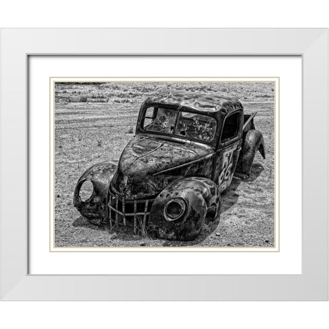 Old Truck in the Desert White Modern Wood Framed Art Print with Double Matting by Vintage Photo Archive
