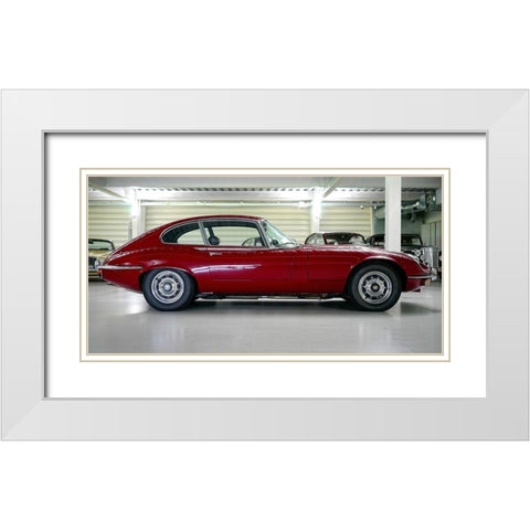 The Red Cat White Modern Wood Framed Art Print with Double Matting by Vintage Photo Archive