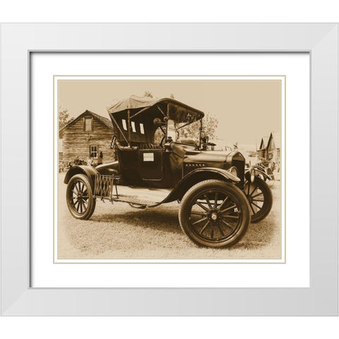 Vintage Sepia Truck White Modern Wood Framed Art Print with Double Matting by Vintage Photo Archive