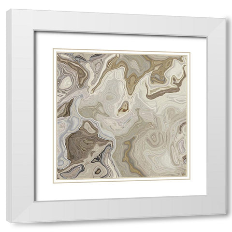 Banded Calcite White Modern Wood Framed Art Print with Double Matting by Alpenglow Workshop