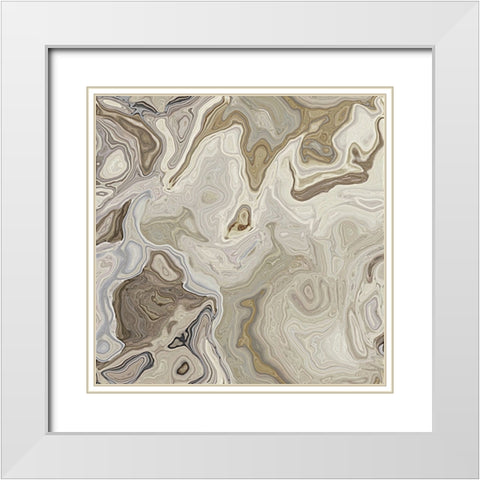 Banded Calcite White Modern Wood Framed Art Print with Double Matting by Alpenglow Workshop