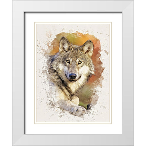 Gray Wolf White Modern Wood Framed Art Print with Double Matting by Alpenglow Workshop