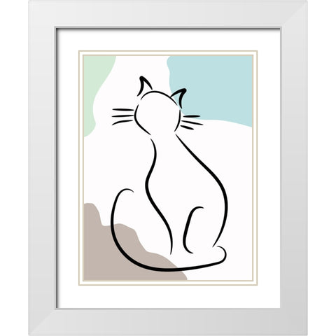 Elegant Cat I White Modern Wood Framed Art Print with Double Matting by Alpenglow Workshop