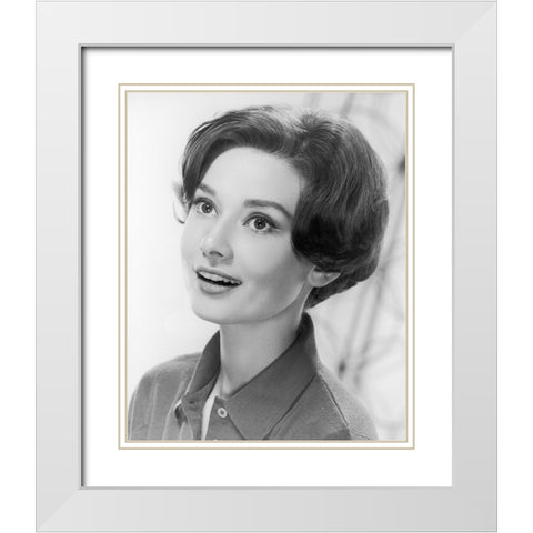 Audrey Hepburn, 1959 White Modern Wood Framed Art Print with Double Matting by Vintage Hollywood Archive