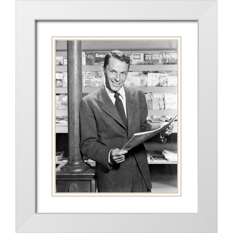 Frank Sinatra, 1954 White Modern Wood Framed Art Print with Double Matting by Vintage Hollywood Archive