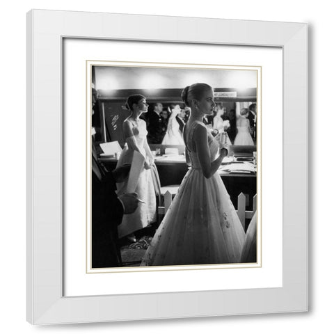 Audrey Hepburn, Grace Kelly, 1954 White Modern Wood Framed Art Print with Double Matting by Vintage Hollywood Archive