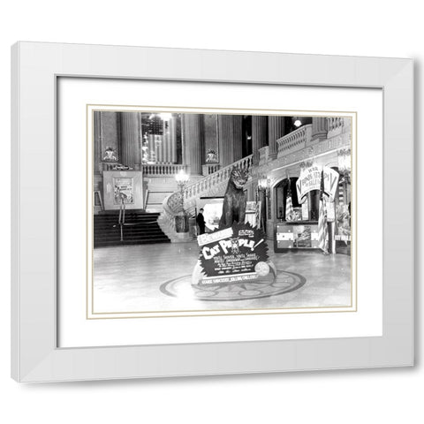 Lobby of the Rialto Theatre during Cat People premiere, 1940 White Modern Wood Framed Art Print with Double Matting by Vintage Hollywood Archive