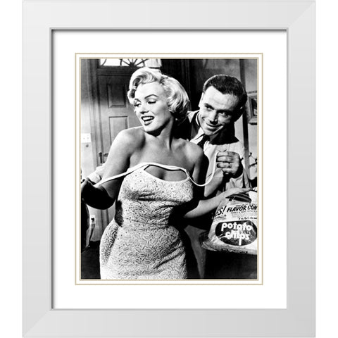 Tom Ewell, Marilyn Monroe, The Seven Year Itch, 1955 White Modern Wood Framed Art Print with Double Matting by Vintage Hollywood Archive
