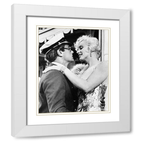 Marilyn Monroe, Tony Curtis, Some Like it Hot, 1959 White Modern Wood Framed Art Print with Double Matting by Vintage Hollywood Archive