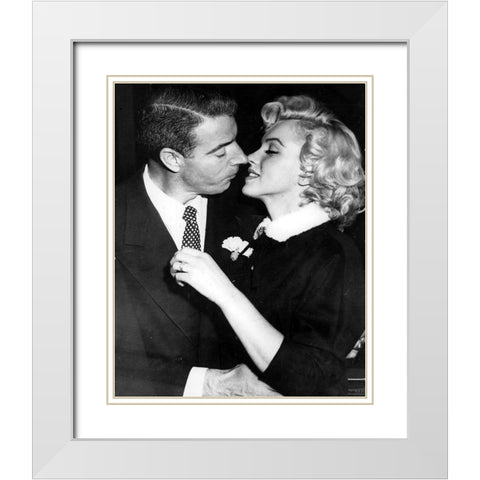 Marilyn Monroe, Joe DiMaggio White Modern Wood Framed Art Print with Double Matting by Vintage Hollywood Archive