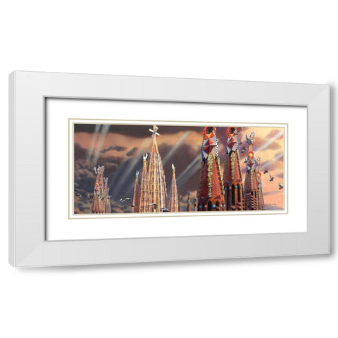 Towers of La Sagrada Familia White Modern Wood Framed Art Print with Double Matting by Wang, John Z.