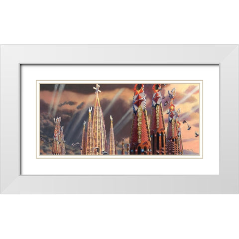 Towers of La Sagrada Familia White Modern Wood Framed Art Print with Double Matting by Wang, John Z.