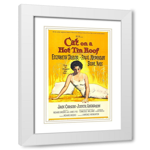 Cat on a Hot Tin Roof-1958 White Modern Wood Framed Art Print with Double Matting by Vintage Hollywood Archive