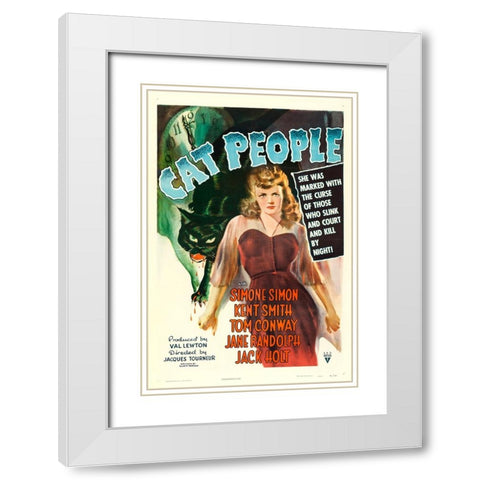 Cat People-1942 White Modern Wood Framed Art Print with Double Matting by Vintage Hollywood Archive