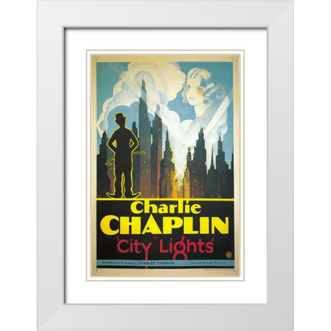 City Lights-1931 White Modern Wood Framed Art Print with Double Matting by Vintage Hollywood Archive