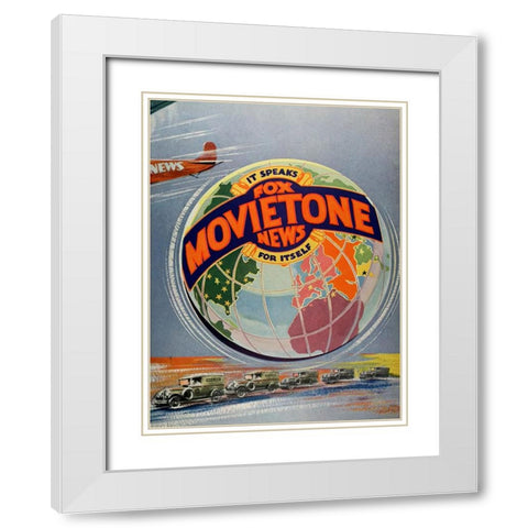 Fox Movietone News-1929 White Modern Wood Framed Art Print with Double Matting by Vintage Hollywood Archive