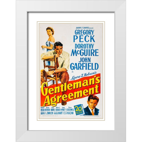 Gentlemans Agreement-1947 White Modern Wood Framed Art Print with Double Matting by Vintage Hollywood Archive