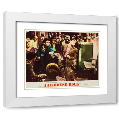 Jailhouse Rock-1957 White Modern Wood Framed Art Print with Double Matting by Vintage Hollywood Archive