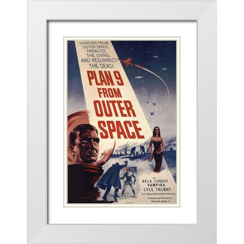 Plan nine from Outer Space White Modern Wood Framed Art Print with Double Matting by Vintage Hollywood Archive