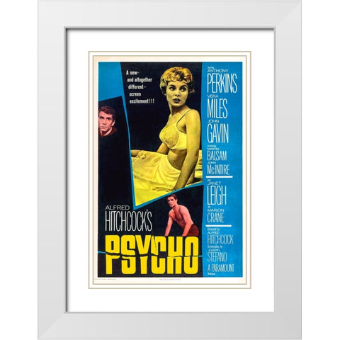 Psycho-1960 White Modern Wood Framed Art Print with Double Matting by Vintage Hollywood Archive