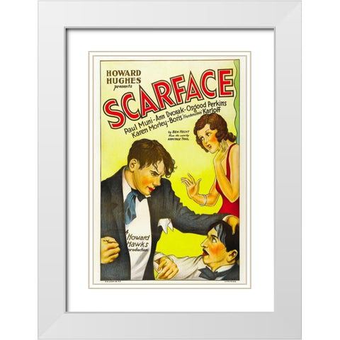 Scarface-1932 White Modern Wood Framed Art Print with Double Matting by Vintage Hollywood Archive