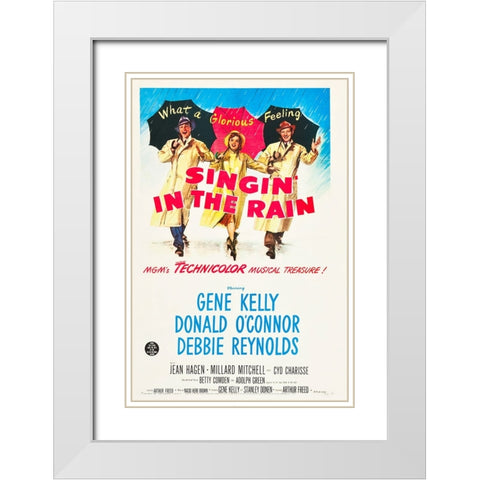 Singin in the Rain-1952 White Modern Wood Framed Art Print with Double Matting by Vintage Hollywood Archive