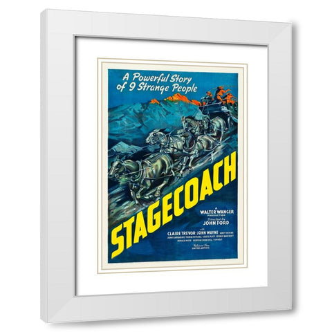 Stagecoach-1939 White Modern Wood Framed Art Print with Double Matting by Vintage Hollywood Archive