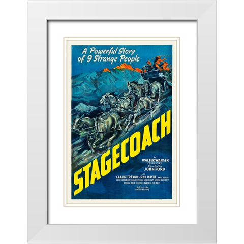 Stagecoach-1939 White Modern Wood Framed Art Print with Double Matting by Vintage Hollywood Archive