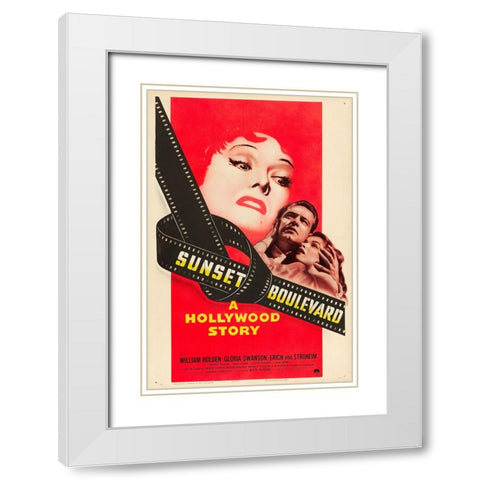 Sunset Boulevard-1950 White Modern Wood Framed Art Print with Double Matting by Vintage Hollywood Archive