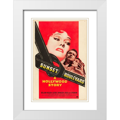 Sunset Boulevard-1950 White Modern Wood Framed Art Print with Double Matting by Vintage Hollywood Archive