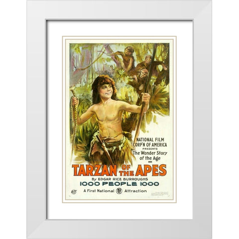 Tarzan of the Apes-1918 White Modern Wood Framed Art Print with Double Matting by Vintage Hollywood Archive