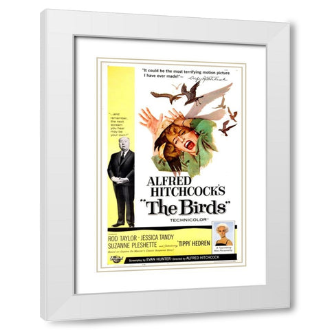 The Birds-1963 White Modern Wood Framed Art Print with Double Matting by Vintage Hollywood Archive