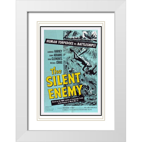 The Silent Enemy-1958 White Modern Wood Framed Art Print with Double Matting by Vintage Hollywood Archive