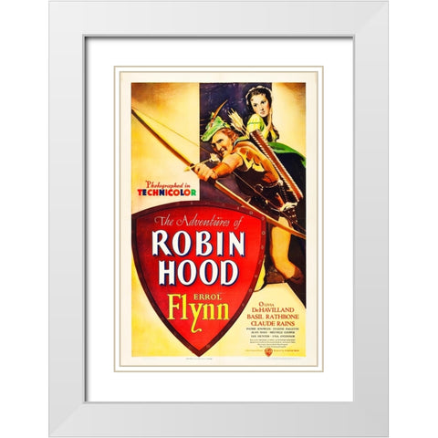 The Adventures of Robin Hood-1938 White Modern Wood Framed Art Print with Double Matting by Vintage Hollywood Archive