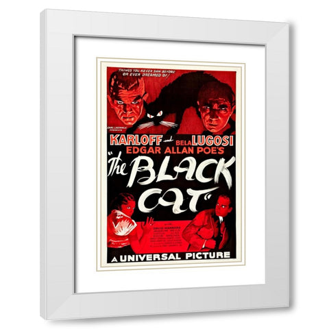 The Black Cat-1934 White Modern Wood Framed Art Print with Double Matting by Vintage Hollywood Archive