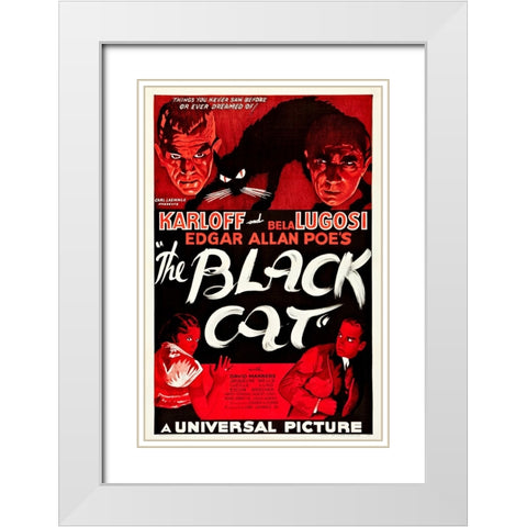 The Black Cat-1934 White Modern Wood Framed Art Print with Double Matting by Vintage Hollywood Archive