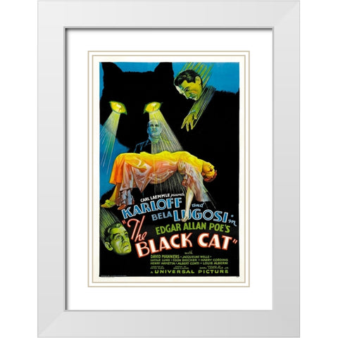 The Black Cat-1934 White Modern Wood Framed Art Print with Double Matting by Vintage Hollywood Archive