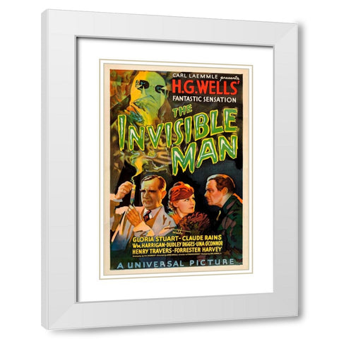 The Invisible Man-1933 White Modern Wood Framed Art Print with Double Matting by Vintage Hollywood Archive