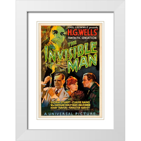 The Invisible Man-1933 White Modern Wood Framed Art Print with Double Matting by Vintage Hollywood Archive