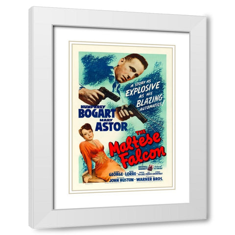 The Maltese Falcon-1941 White Modern Wood Framed Art Print with Double Matting by Vintage Hollywood Archive